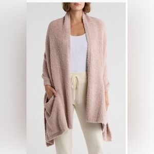 Barefoot Dreams CozyChic Travel Shawl Cardigan Sweater Dusty Mauve One Size NWT